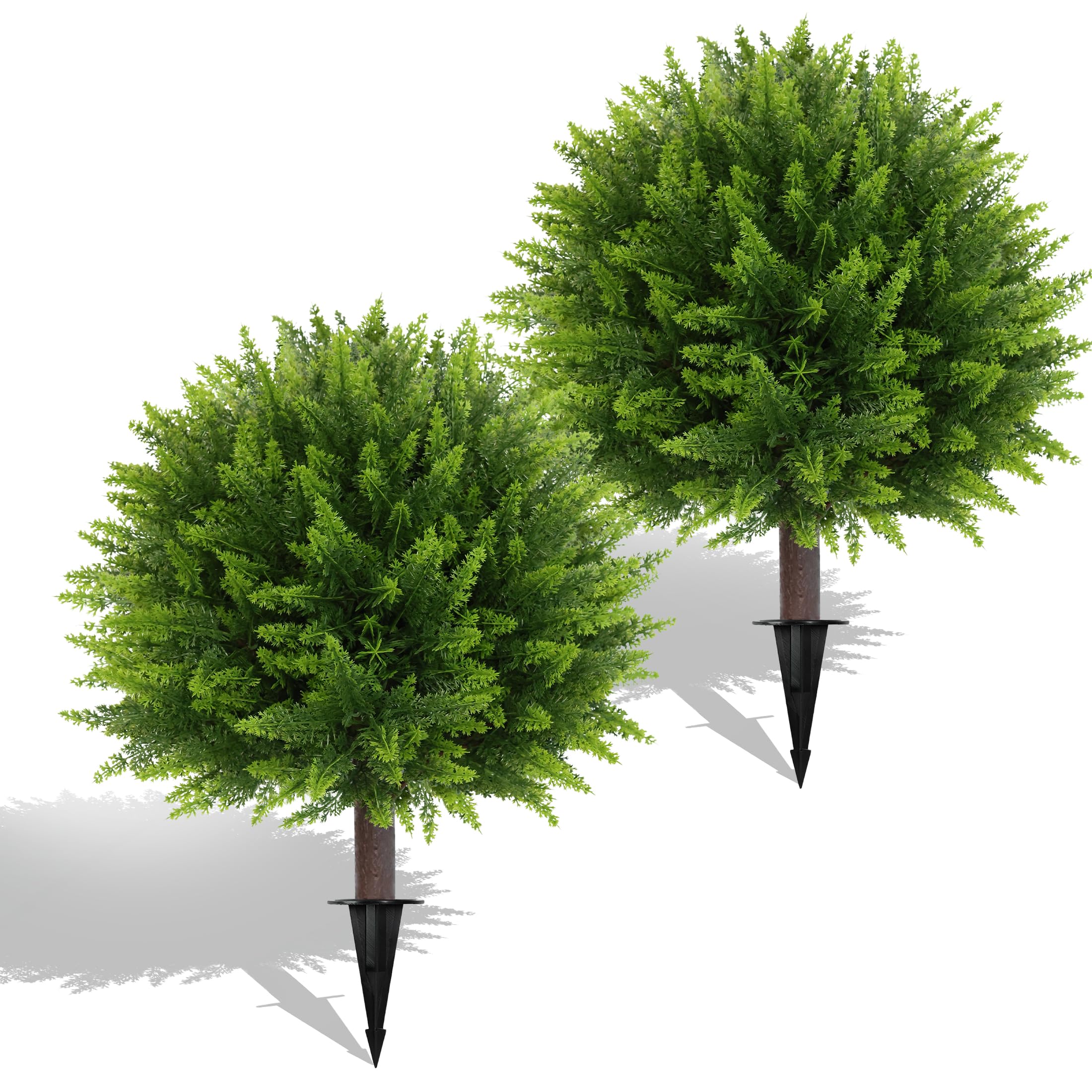 Photo 1 of Trtastmocr Artificial Cedar Topiary Trees, 24 Inch, Green, 2 Pack