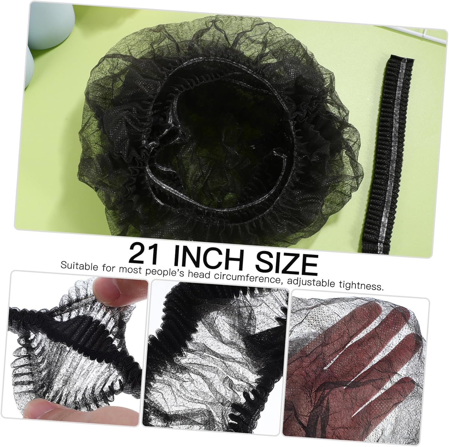 DECHOUS 200pcs Disposable Hair Nets with Elastic Band Sanitation Head Cover for Food Service Laboratory Use Caps for Work Environment