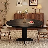 COUCHETA 47" Round Farmhouse Dining Table for 4 - Wood-Style Circle Kitchen Table, Breakfast Nook for Small Spaces