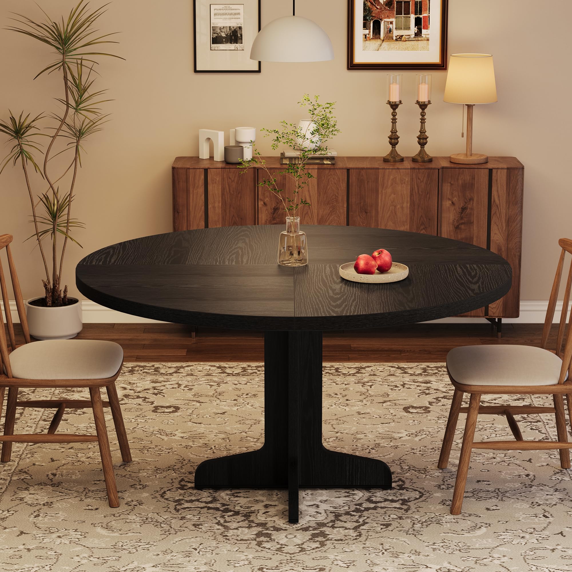 Runder Esstisch 120 cm aus Massivholz für 4–6 Personen | Stabile Massivholz-Tischplatte mit robustem Gestell – runder Esstisch für 4–6 Personen, ideal für Küche und Esszimmer.