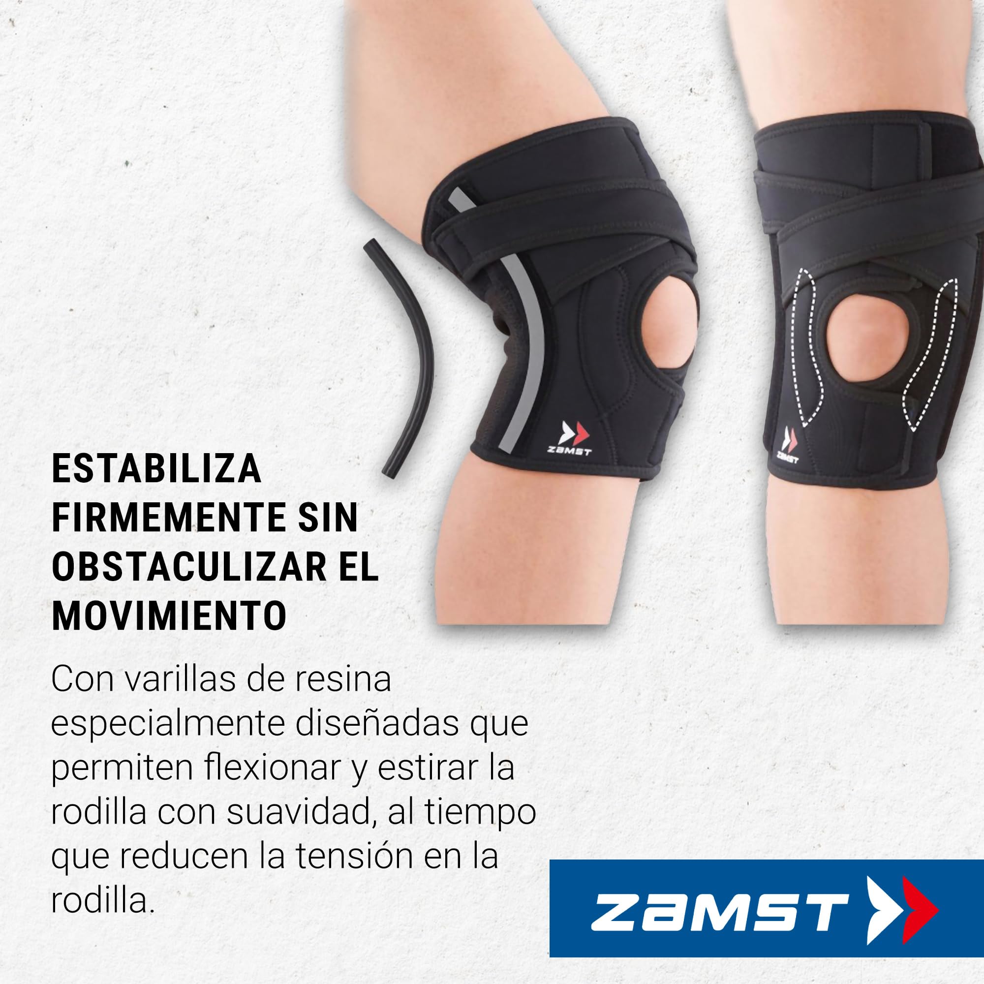 Zamst EK-5 Rodillera Deportiva - Rodillera de Compresión Ajustable para Hombres y Mujeres con Estabilización Lateral para Soporte General de Rodilla y Alivio del Dolor de Rodilla - XL