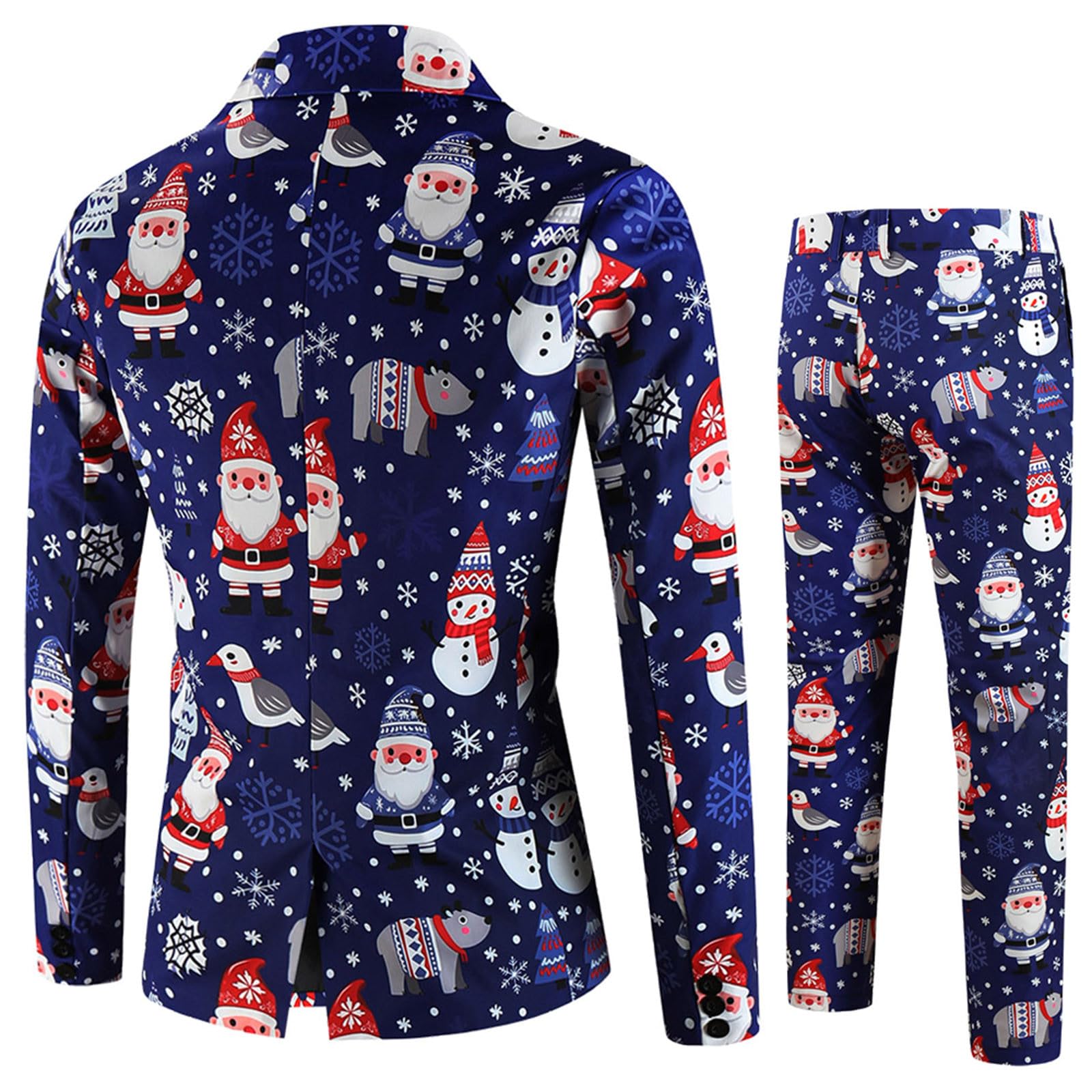 Weihnachten Anzug Herren 2 Teilig 1Mantel und 1Anzughose, Weihnachtsmantel Santa Lustig 3D Slim Fit Herrenanzug Anzüge Modern Christmas Anzüge Set Weihnachtsanzug Festlich Weihnachten Sakko Jacke