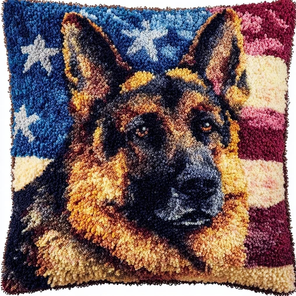 AxiangziK Latch Hook Pillow Craft Kit,German Shepherd Dog