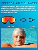 Vista 3 de FEISEDY Gafas de natación sin fugas, antivaho para piscina, para adultos, hombres, mujeres, jóvenes, visión clara de 180°, UV400 B2389