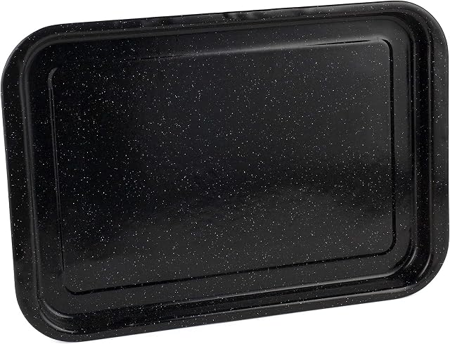 Russell Hobbs CW11471 Baking Tray, Vitreous Enamel Coated Steel Oven Tin, Easy Clean, For Roasting/Baking, Cookies, Durable Flat Baking Pan, Romano Collection, Black, 36 cm