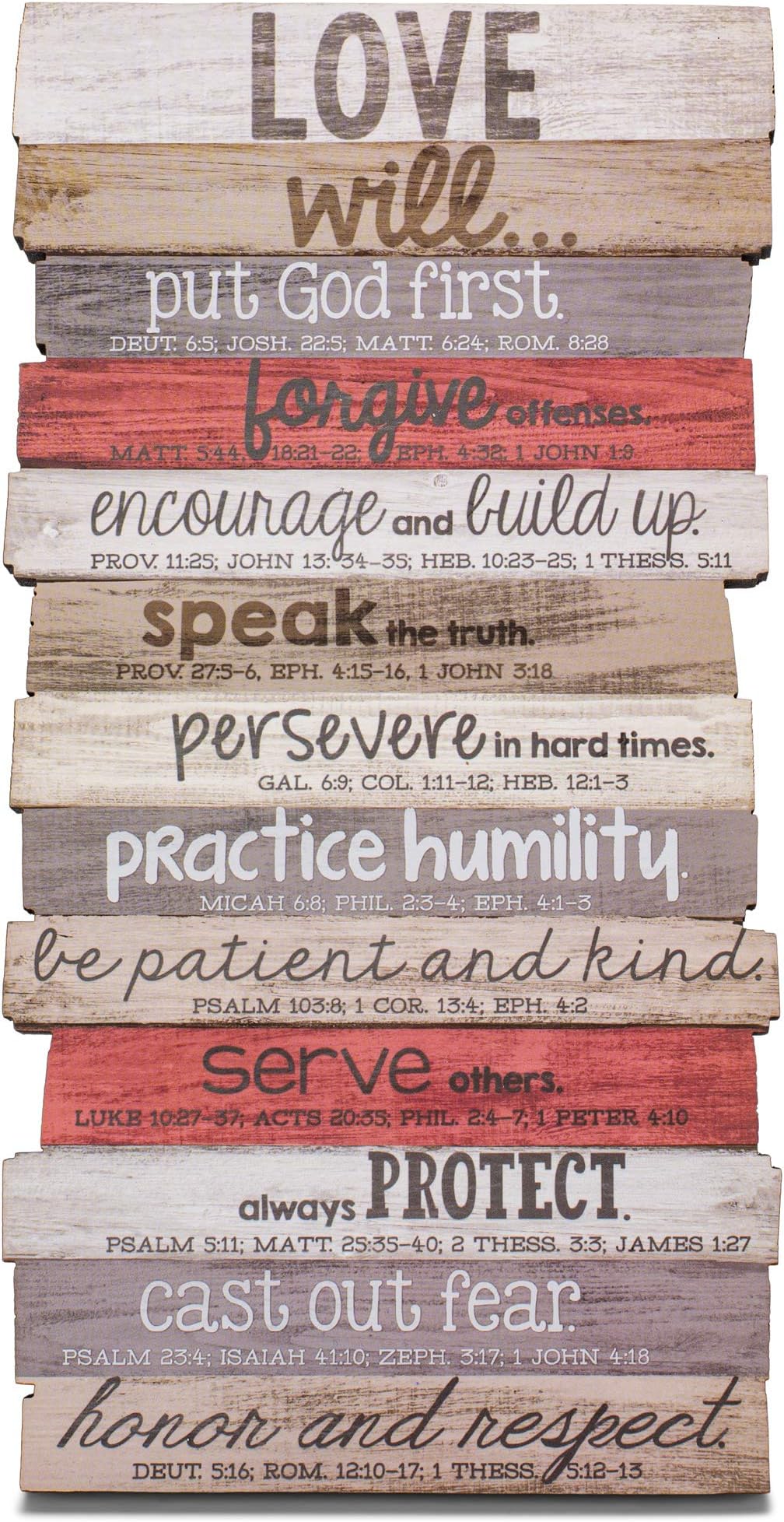 Love Will Put God First Rustic Stacked Pallet 8.5 x 16.5 Wood Plaque
