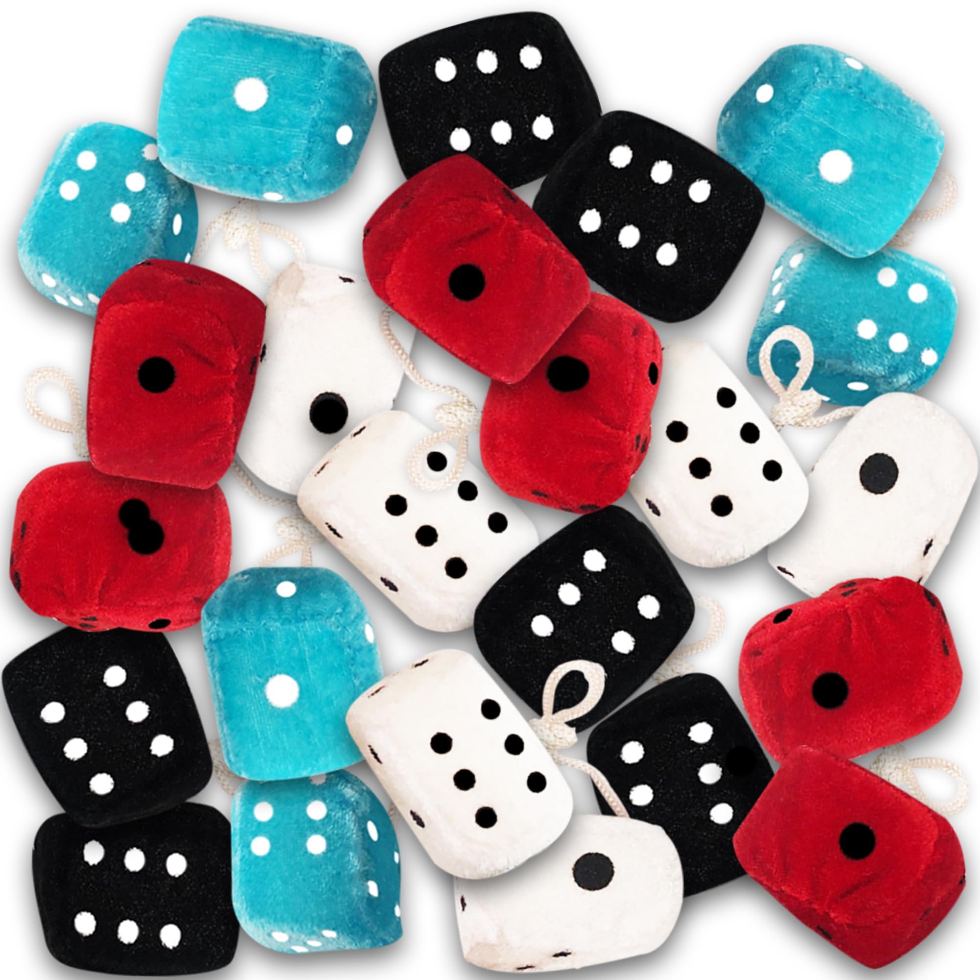 ArtCreativity Plush Dice for Kids and Adults, 12 Pairs, Fun Casino Party Favors, 1.5 Inch Fuzzy Dice in Assorted Colors, Vegas Party Supplies, Cool