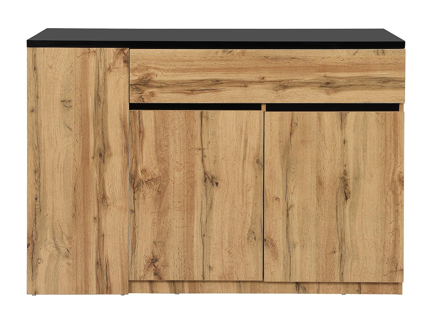 Vente-unique - Kücheninsel 4 Meili - MDF - schwarz, naturfarben hell