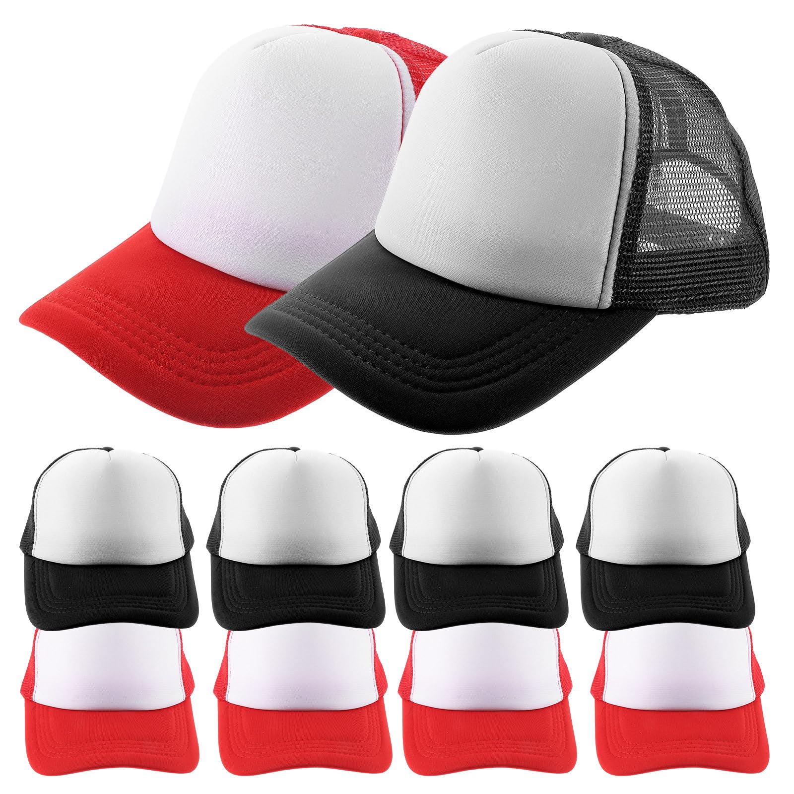 ULTECHNOVO Lot de 10 Casquettes de Baseball en Maille Vierge Sublimation, Polyester Respirant et Doux, Style Simple, Adaptées pour Pêche et Tennis Quotidien
