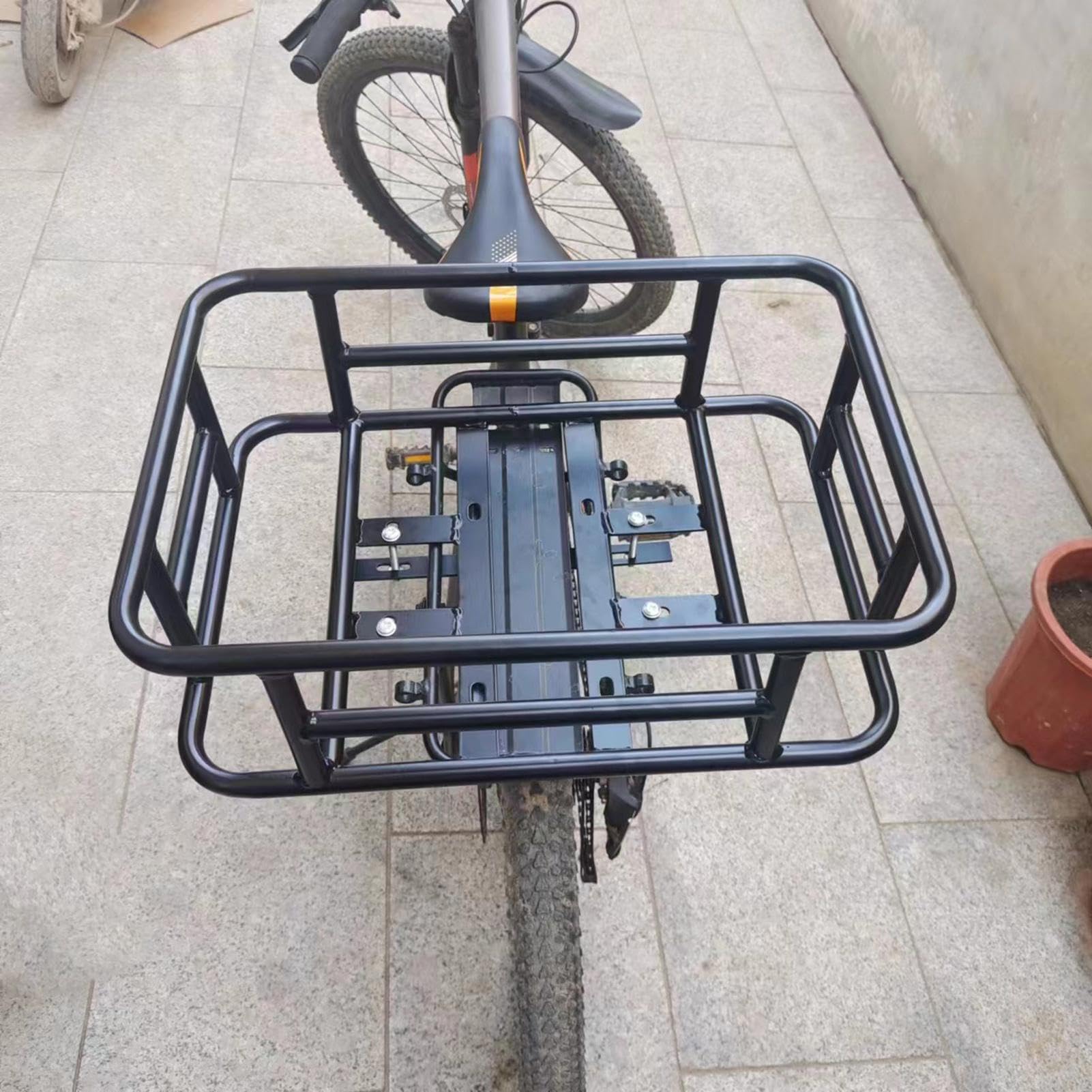 Générique Koszyk tylnego siedzenia, duża pojemność ładunku elektrycznego na motocykl, ciężki uchwyt metalowy pannier, rozmiar około 45,6 x 32 x 15 cm do przechowywania i transportu rowerów