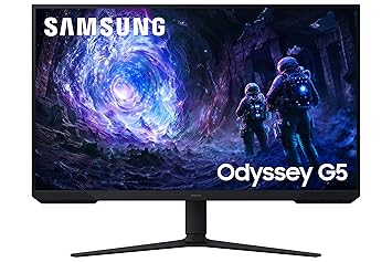 Samsung 32" Odyssey G5 Gaming Monitor with QHD|180Hz Refresh Rate|1ms Response time|FreeSync|HDR10|Height Adjustable Stand - Tilt/Swivel/Pivot|Display Port|Headphone|HDMI|LS32FG510EWXXL|Black