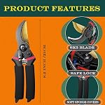 8" Professional Premium Titanium Pruning Shears (G20) - Super Sharp Bypass Pruners, Garden Shears, Heavy Duty Handheld Pruning Scissor,Gardening Clippers Tool for Flowers Plants Fruits
