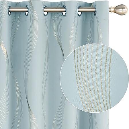 Deconovo Lot De 2 Rideaux Avec Oeillets Effet Lin 117x138 Cm Rideau Chambre Bebe Salon En Tissu Moderne Bleu Ciel Clair Amazon Fr Cuisine Et Maison
