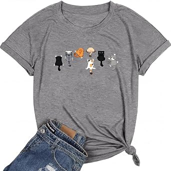 Cat Shirts for Women Cute Cat Graphic Tees Casual Funny Tshirts