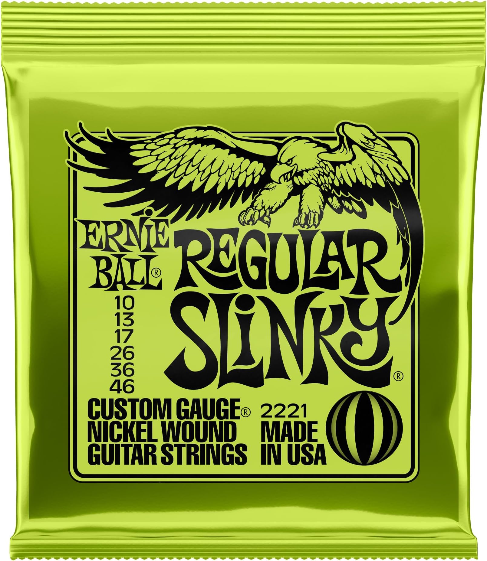 Regular Slinky Nickel Wound Electric Guitar Strings, 10-46 Gauge (P02221)