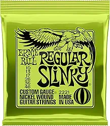 Cordas para guitarra elétrica Ernie Ball Regular Slinky, revestimento de níquel, calibre 10-46