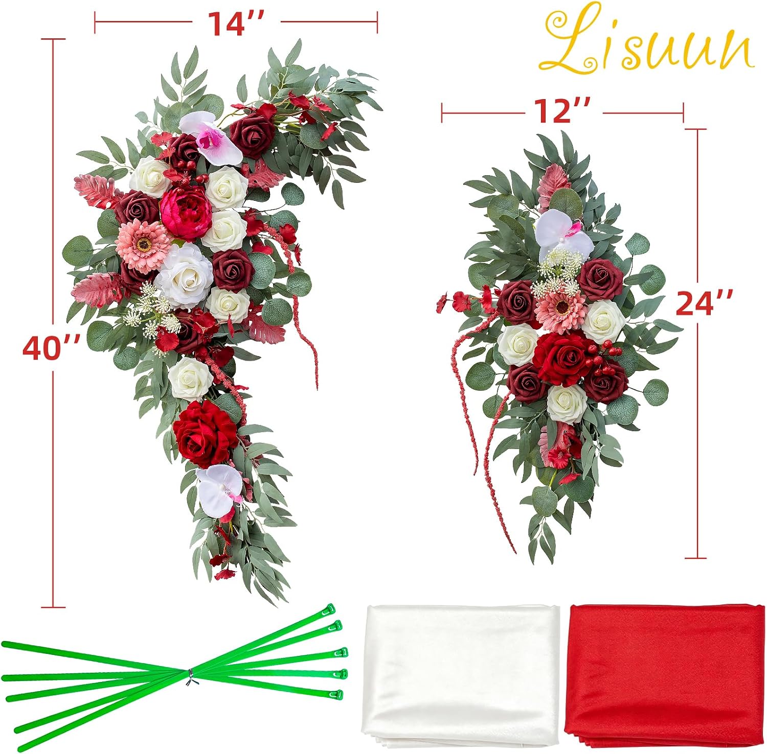Lisuun Artificial Wedding Arch Flowers for Ceremony Backdrop Decor