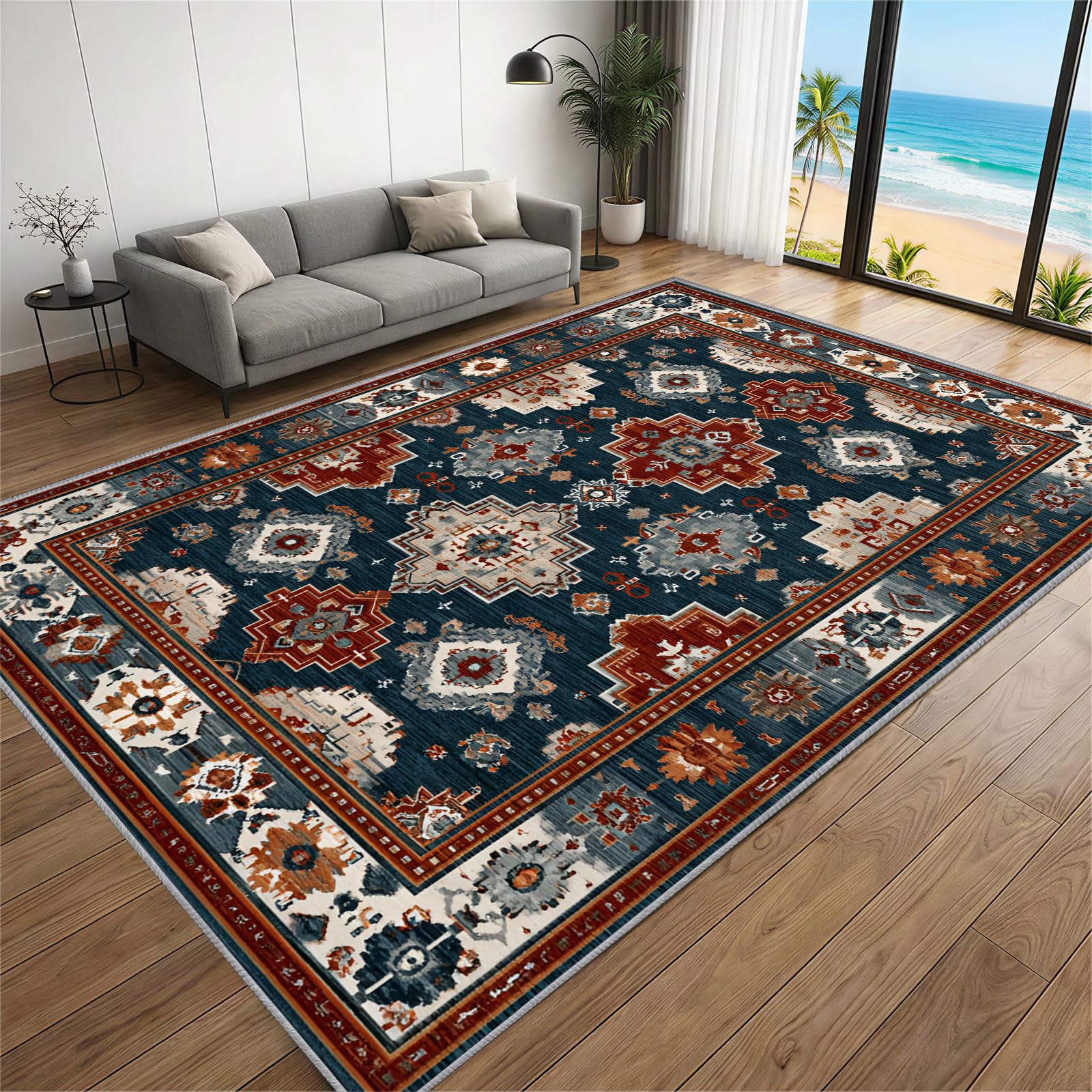 BEQUTIY Aztec Southwestern Area Rugs, Rustic Carpet 90 x 120 cm, Tribal Rugs Children's Play Machine Washable Non Slip Rug, Kitchen Bedroom Living Room — image 1