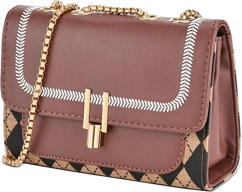 UTOTEBAG Bolsos cruzados para mujer, bolso pequeño de piel sintética, bolso de hombro de moda, bolso de noche con correa de cadena