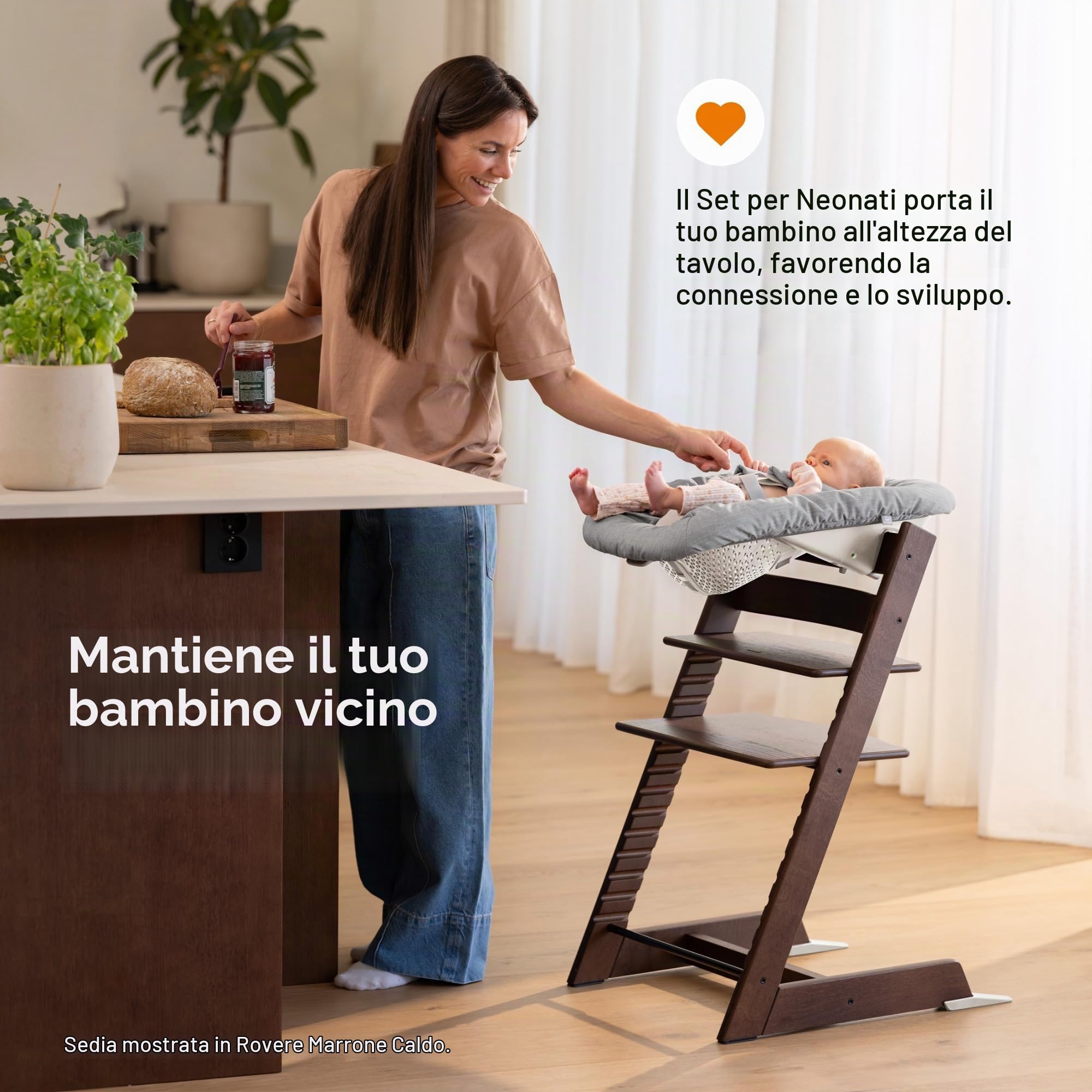 Stokke Tripp Trapp (bianco) con Newborn Set (grigio) - Per neonati fino a 9 chili - accogliente, sicuro e facile da usare