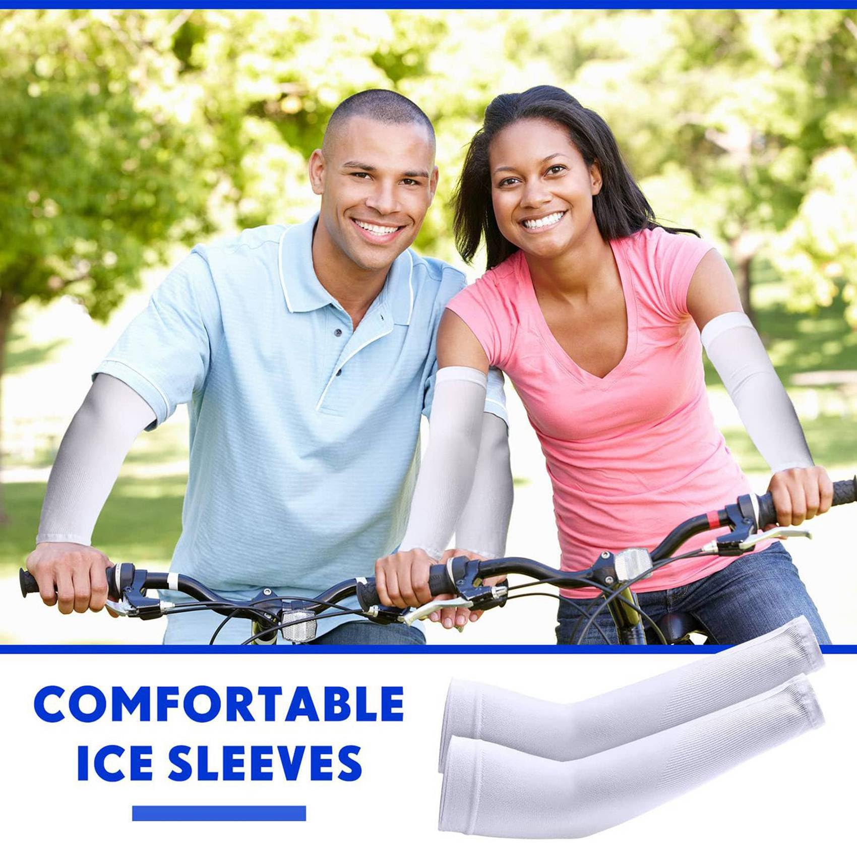 80 Paia Manicotti Raffreddanti Protezione UV Manicotti Scaldamuscoli per Uomo e, per, Ciclismo, Escursionismo, Golf,Bianca