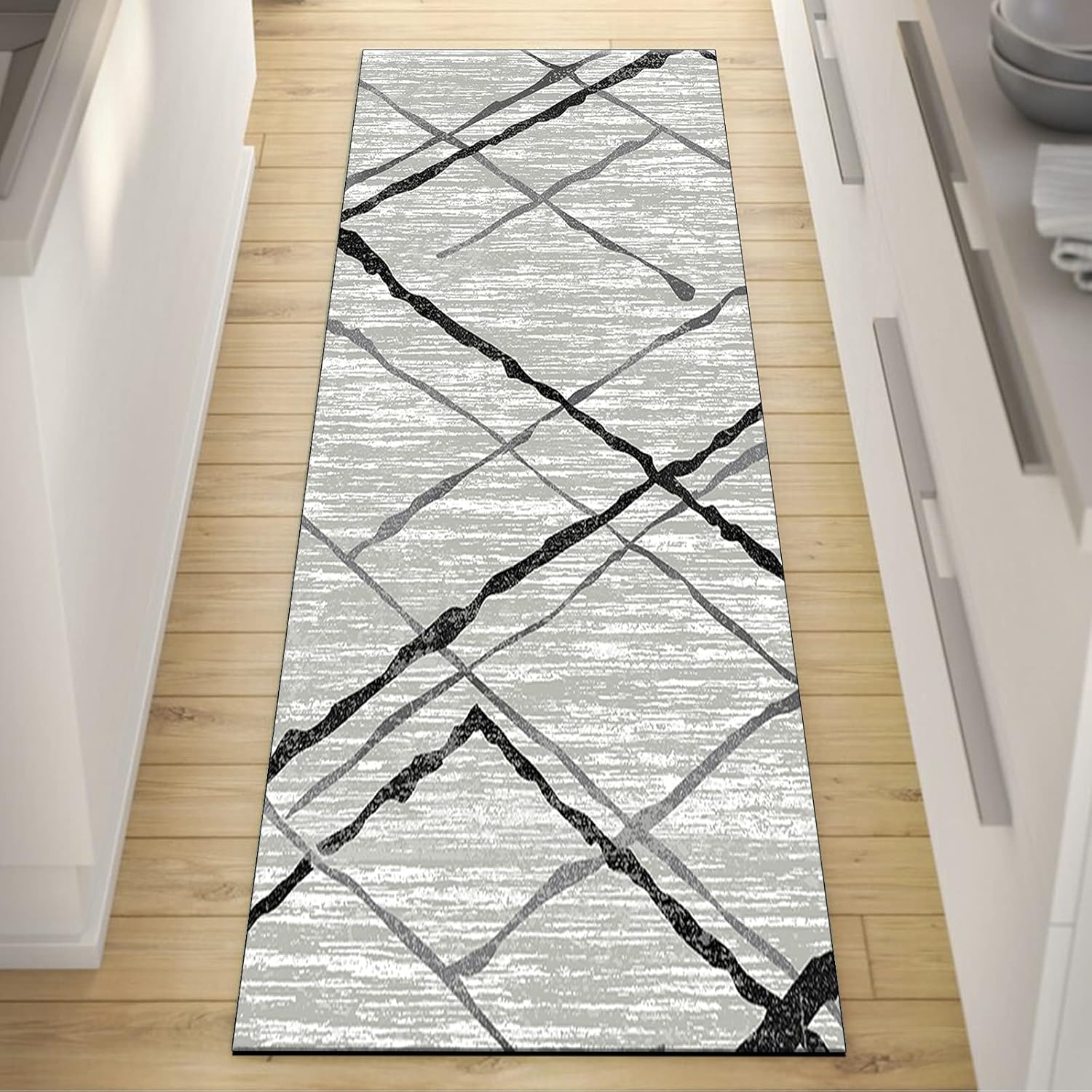 Kitchen Runner Rug Non Slip 1'3"x4' Contemporary Anti-Skid Runner Rugs Non Skid for Corridor
