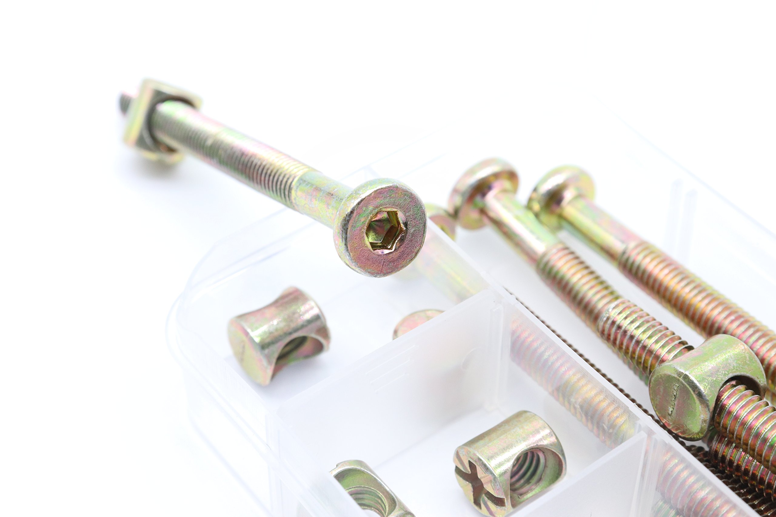 UXSO  Baby Bed Screws Bolts Kit,Hex Drive Socket Cap Bolts Barrel Nuts Assortment Kitfor Crib Chairsm6 100pcs I4718403183 - View #8