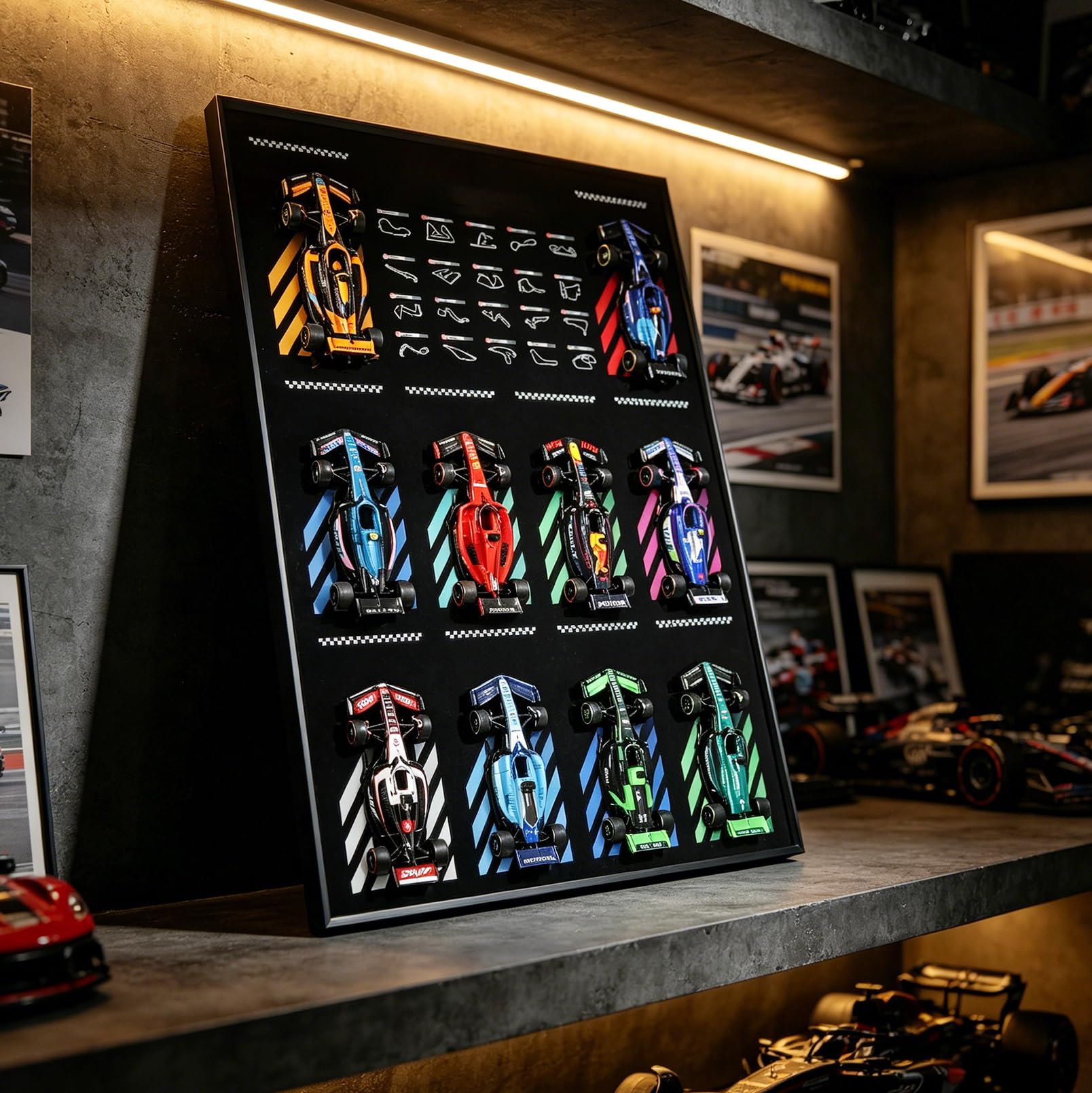Vitrina de Pared para Coches en Miniatura con Panel Protector de Acrílico | Expositor de Pared para Modelos de Colección, Panel Expositor con Marco de Aluminio, Exposición para Vehículos en Miniatura