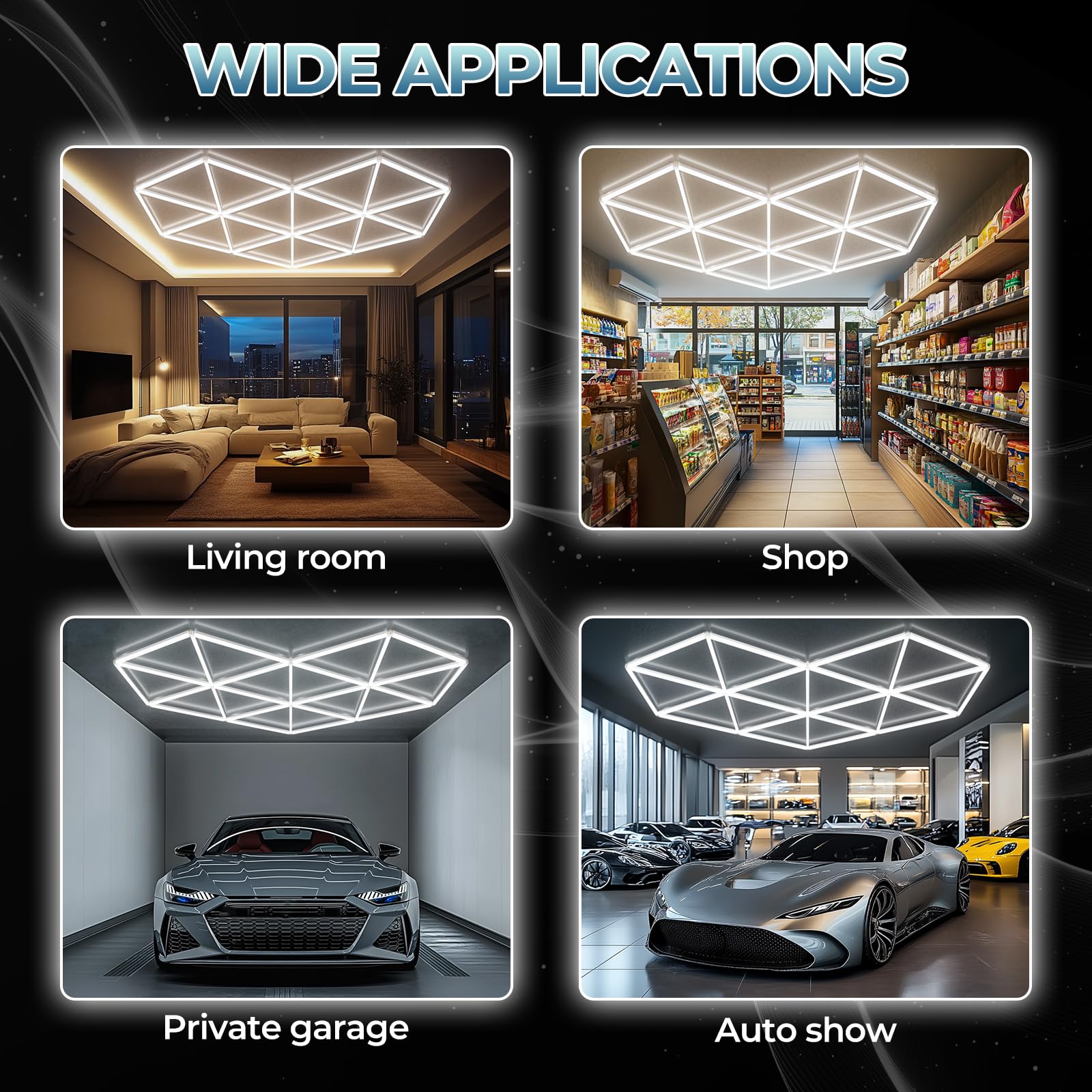 ALLYES Lot de 27 Lampes LED Hexagonales pour Garage, Ultra-lumineuses, Blanc Froid 6500K, Idéales pour Les Ateliers de Réparation Automobile, salles de sport, entrepôts