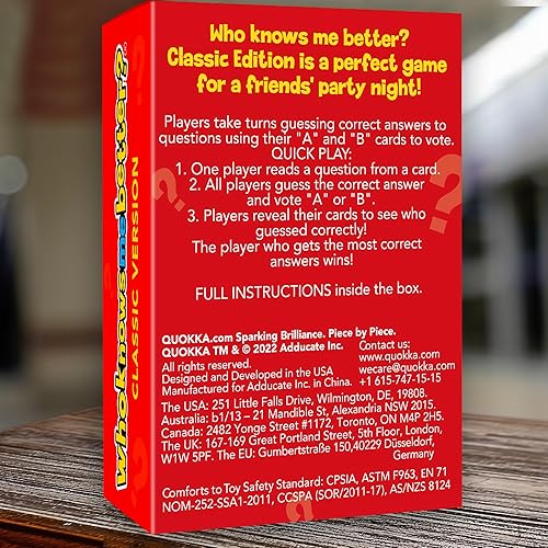 Miniatura 7 de QUOKKA Quién me conoce mejor - Edición clásica - 95 cartas  Juego de preguntas de tarjetas para adolescentes y familiares  Preguntas divertidas de