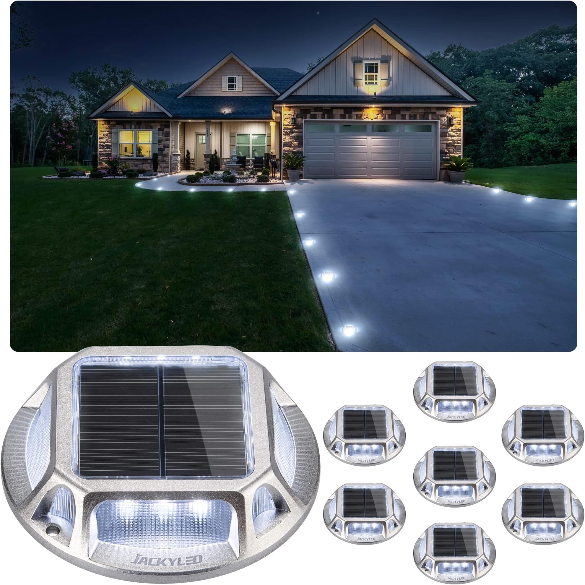JACKYLED Solar Dock Lights Marine, Solar Driveway Lights Waterproof LED ...