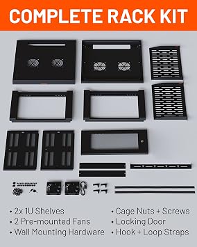 ECHOGEAR 6U Network Rack - Enclosed Wall Mount Rack Kit Includes 2x 1U Shelves, Pre-Mounted Fan, Lockable Door & Hardware - 600mm Depth Fits All Your AV Gear