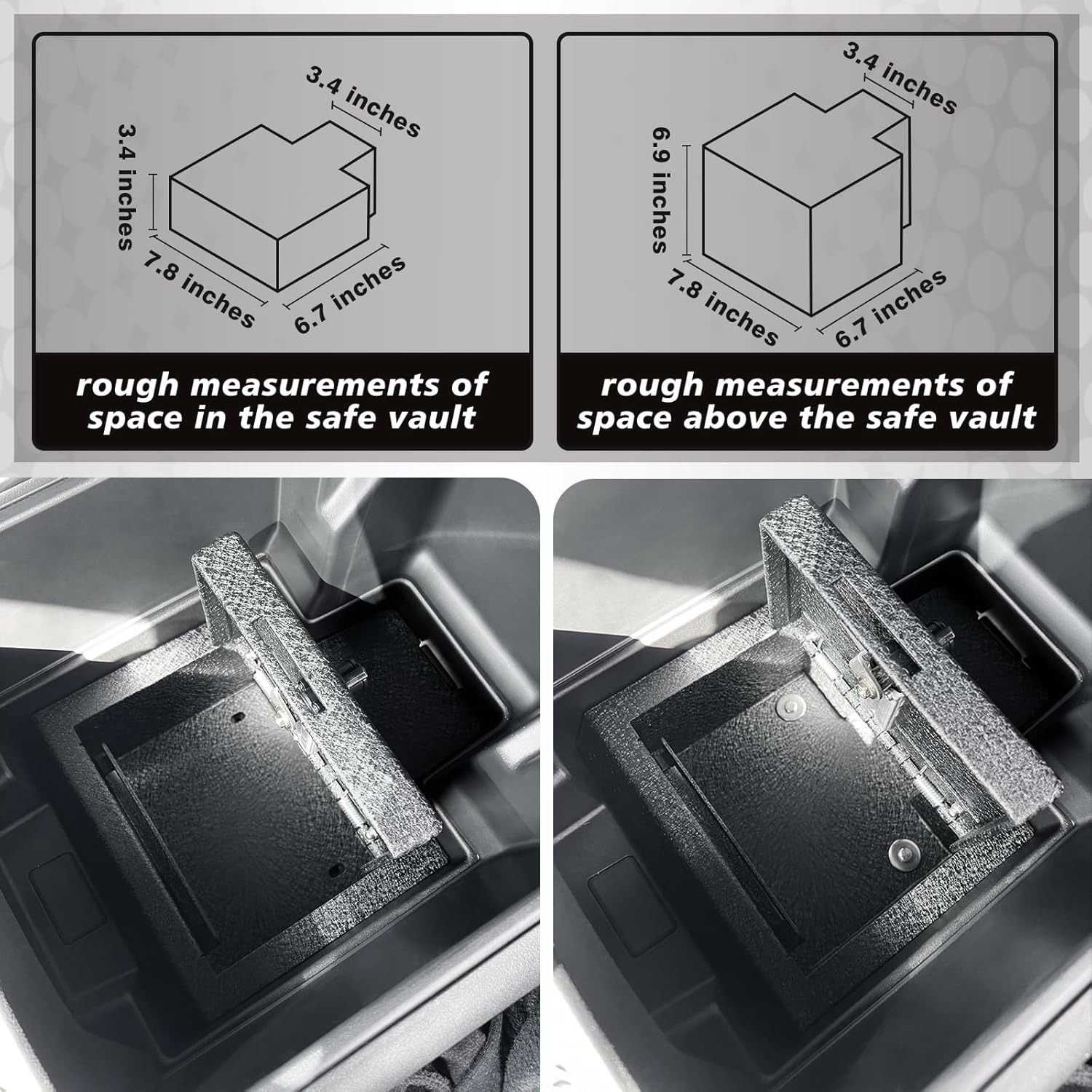 BestEvMod Center Console Safe Vault LockBox Compatible with Chevy Silverado EV/GMC Sierra EV 2026 2025 2024 Pickup Gun Safe Vault Console Storage Interior Organizer Security Anti-Theft (Not Fit ICE)