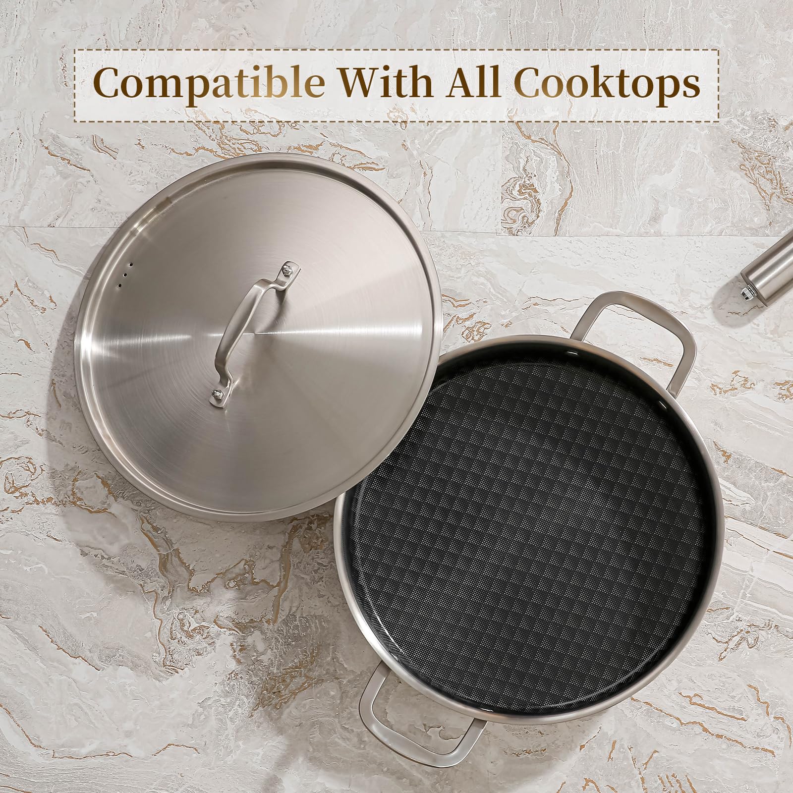 DELARLO 8 Quart Stainless Steel Braiser Pan -6