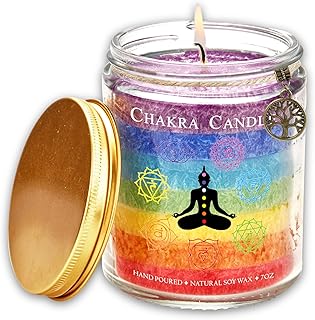 Chakra Candles - 7 Chakra Meditation Colorful Candles, Spiritual Candle for Meditation and Healing, Rainbow, 7oz
