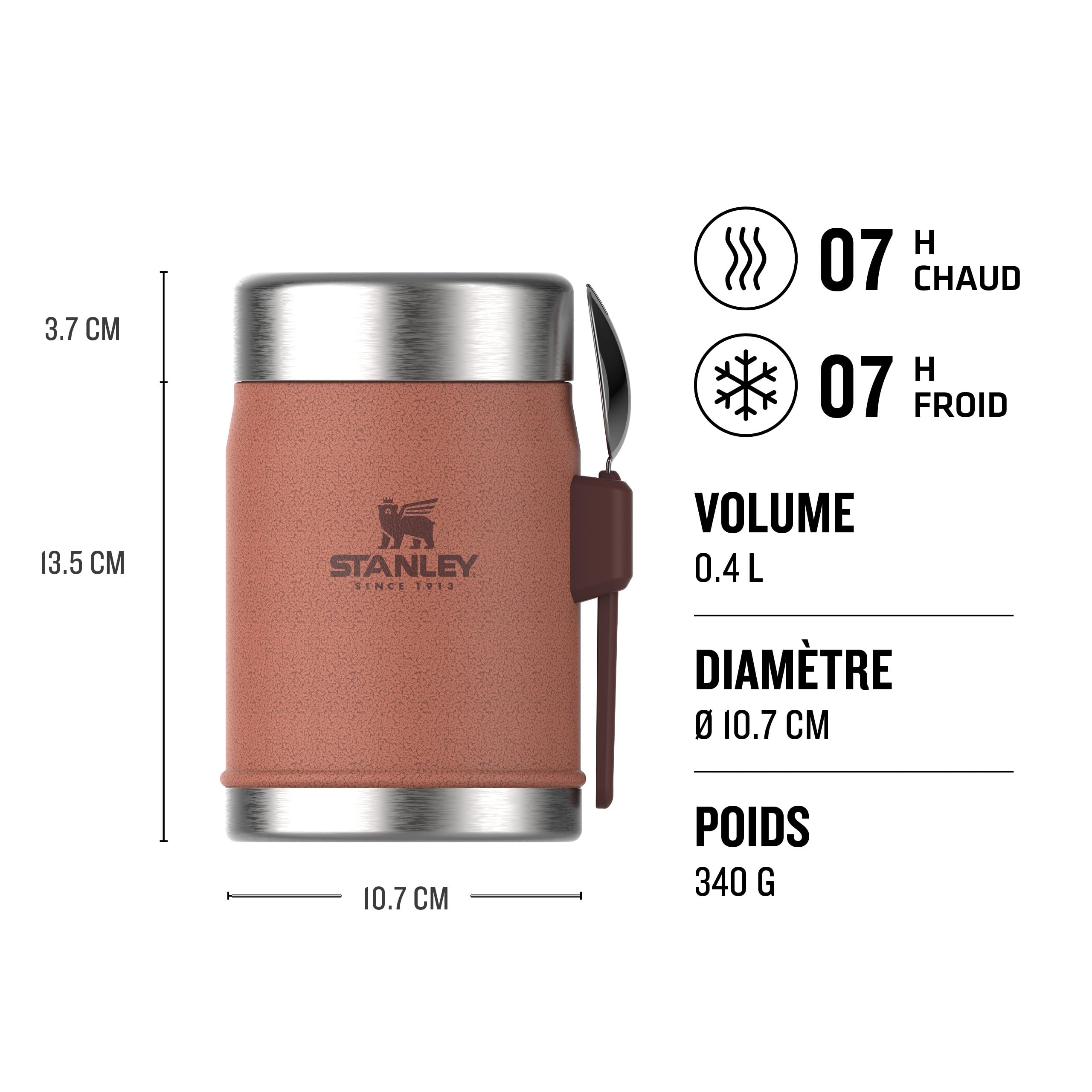 Image secondaire de Bocal Alimentaire Isotherme Stanley 0.4L avec Cuillère-Fourchette - Hammertone Clay