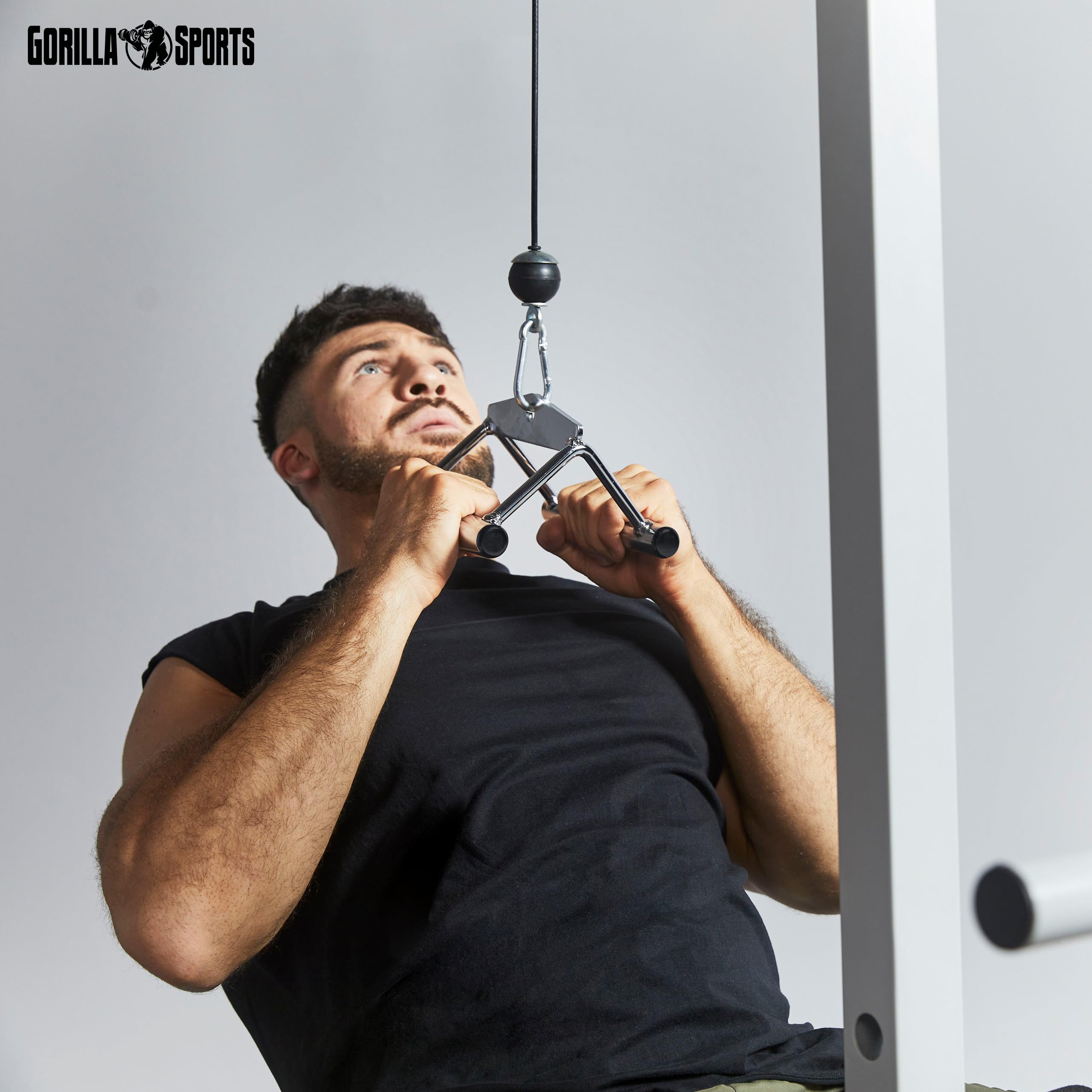GORILLA SPORTS Maniglia Parallela Per Cavi - Acciaio Cromato, Carico 200 Kg, Presa Antiscivolo - Foto 4