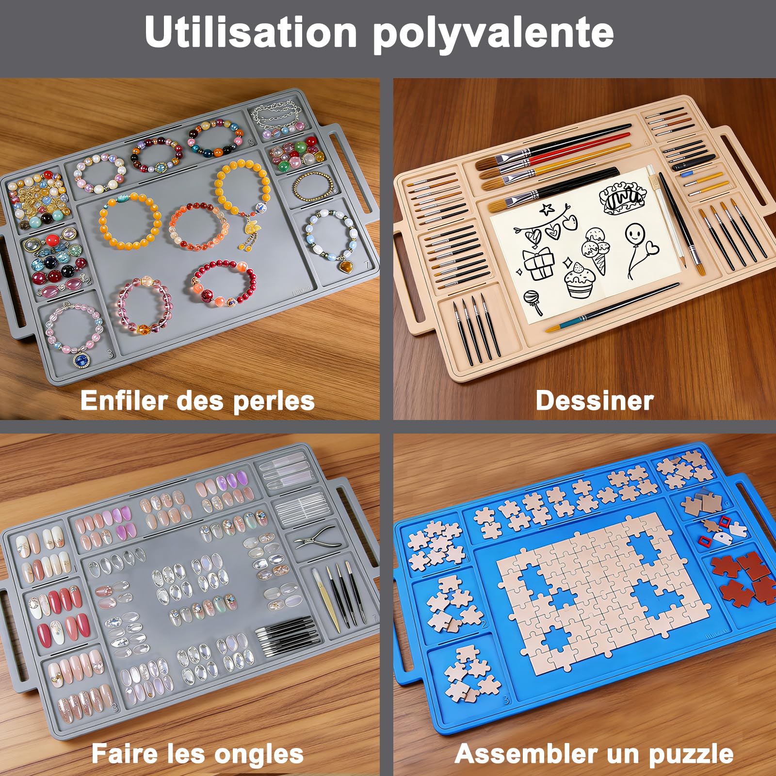 Plaques de Construction en Silicone avec Champs numérotés, Plateau de Construction pour Jouets, Gris Clair