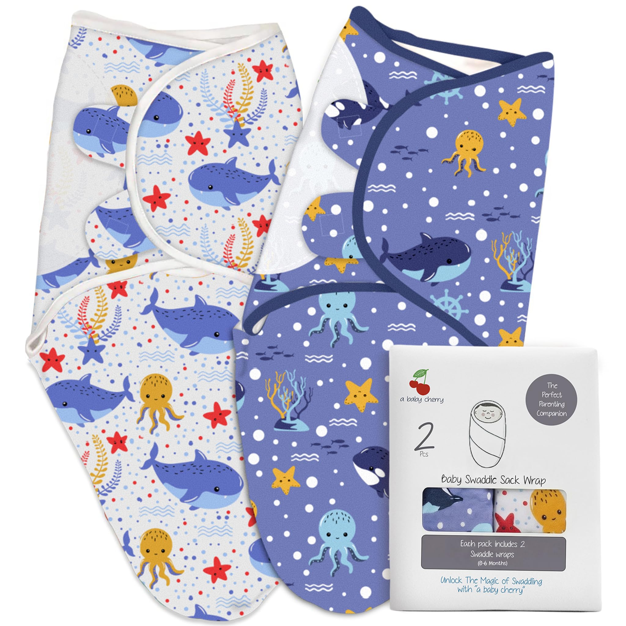 a baby cherry - Baby Swaddle Wrap for New Born || Adjustable Swaddle for New Born Baby || 100% Cotton Soft Baby Blanket for 0-6 Months - Pack of 2 (Multi-Color, 200 GSM)