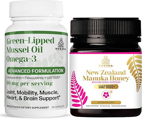 TURNER Aceite de mejillón de labios verdes omega-3 de Nueva Zelanda, 53 veces mayor potencia para una comodidad y movilidad superiores en las
