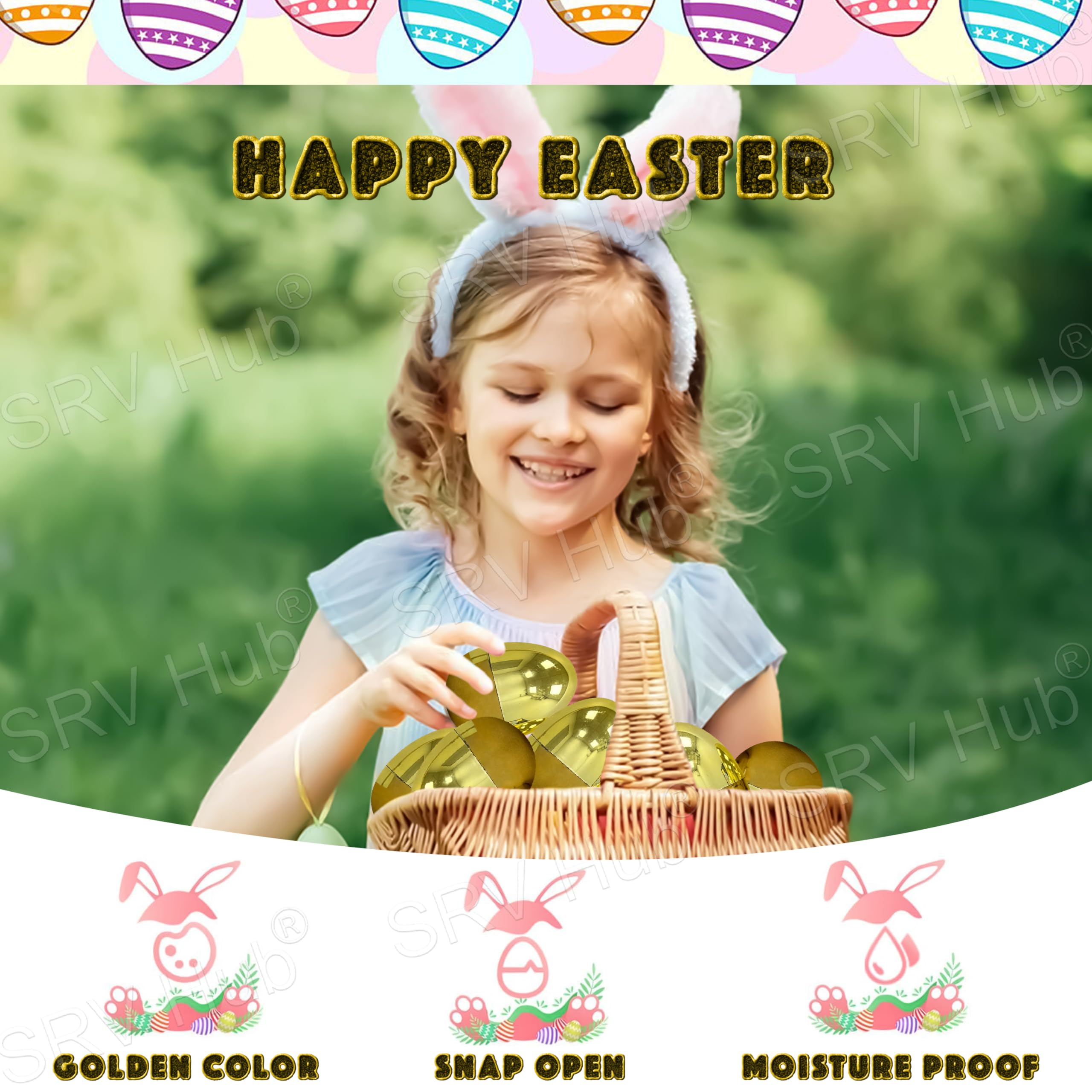 Jumbo Fillable Easter Egg 10cm/3.9", Large Golden Plastic Egg Fillable for Easter Decoration Egg Hunt Party Bag Fillers - Image 3