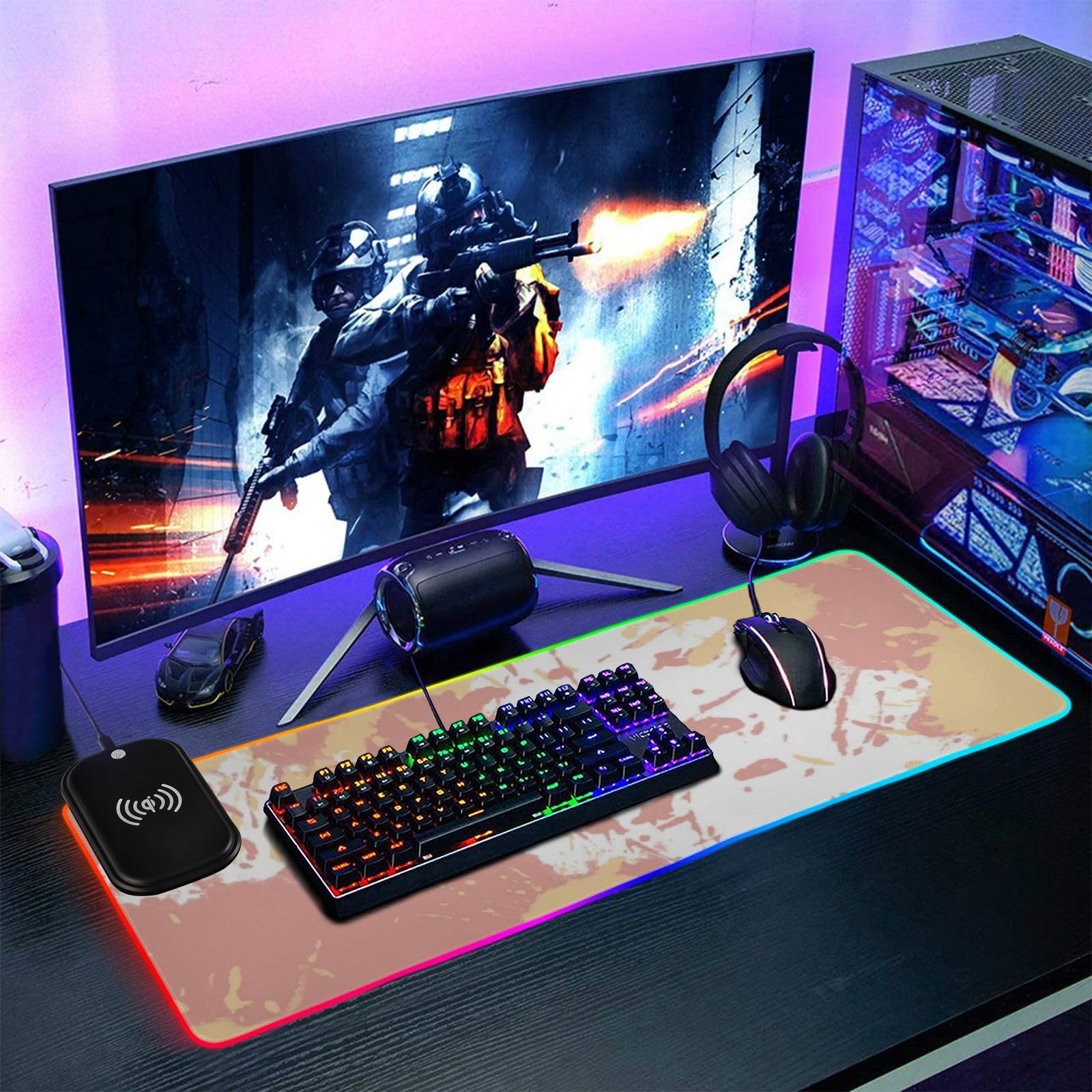 Arancione Inchiostro Wireless Ricarica Incandescente animale pad anime animale tappetino per scrivania grande mousepad gaming incandescente studio 80x30 cm