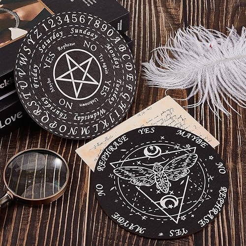 Miniatura 4 de GORGECRAFT Tablero de péndulo de mariposa, 2 piezas, tableros de péndulo de pentagrama, adivinación de madera, altar brujería, kit de madera,
