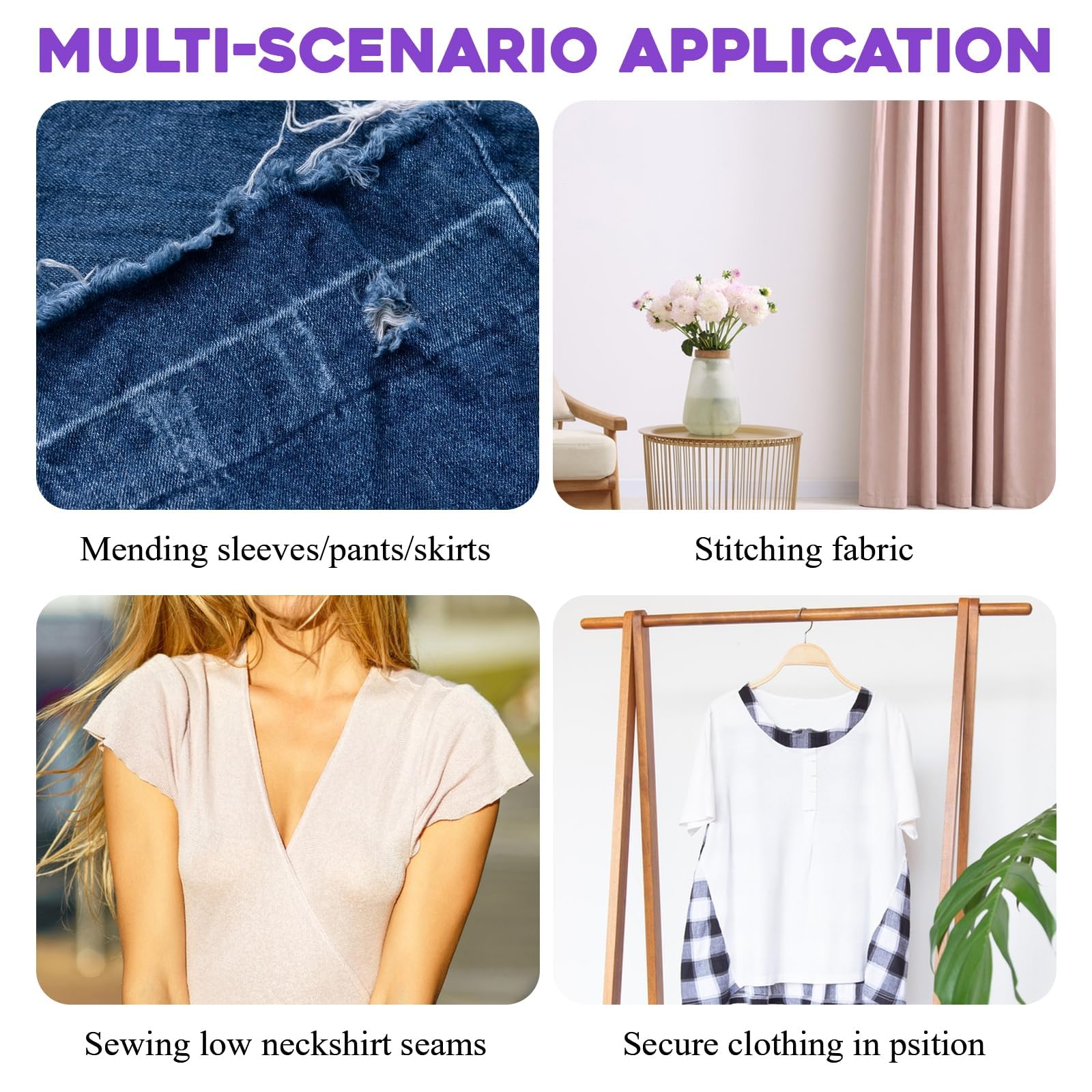 Handheld Mini Purple Clothing Fixers, Quick Clothing Fixing and Hemming, Dual Micro Stitch Tag Gun with 12 Needles, White and Black Fasteners 6000 Counts - Image 2