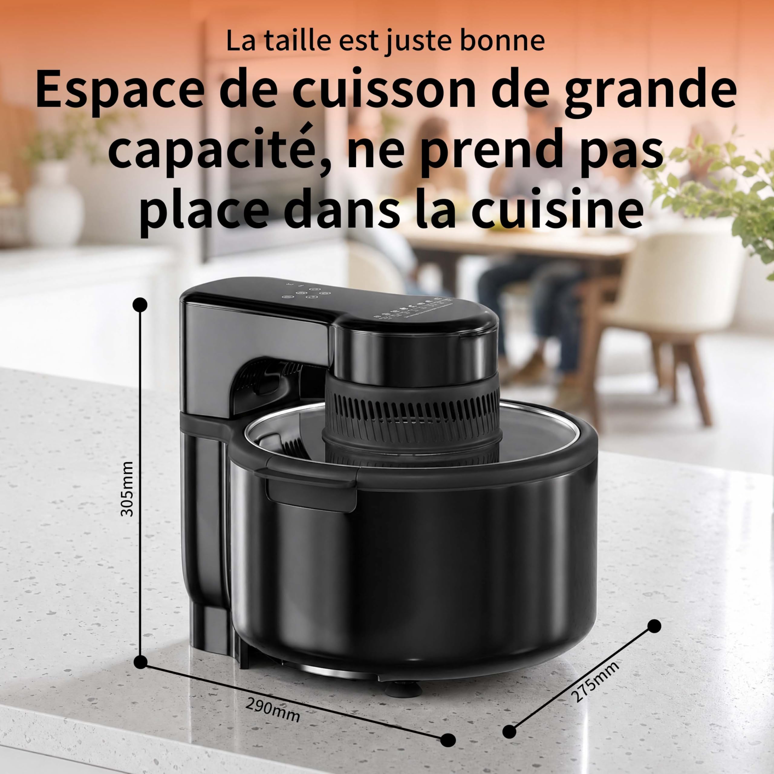 Air Fryer 5L,Friteuse sans huile portable,Diététique,avec Ecran Tactile Digital,Fenêtre de Visualisation,Repas complet, synchronisation, Économie d'énergie (Noir)