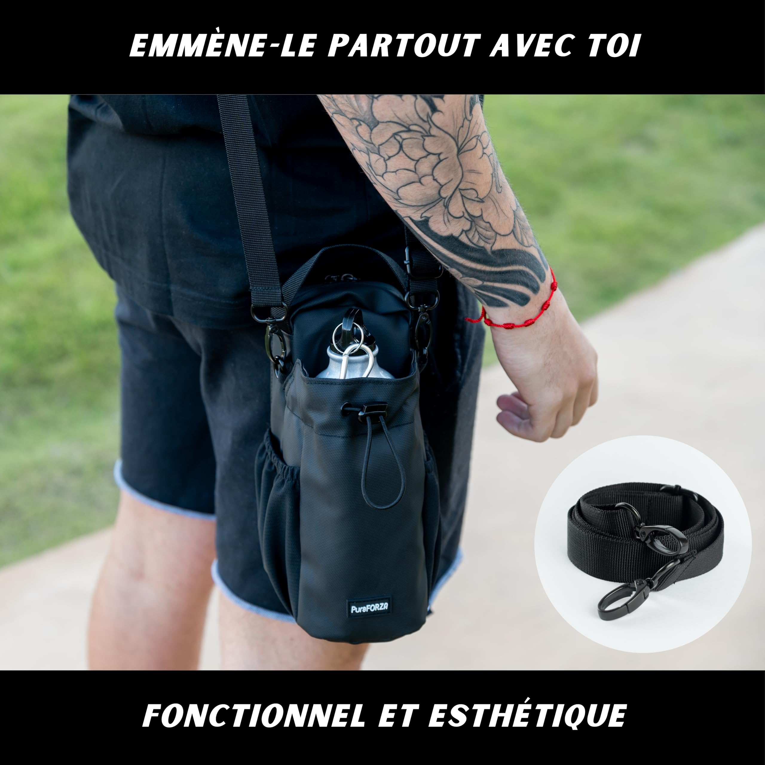 Sac Magnétique Sportif Compact et Léger, Imperméable avec Fixation à Aimant Néodyme, Idéal pour Salle de Sport, Crossfit, Calisthénie, Activités Extérieures, Compatible Bouteilles 1,5L