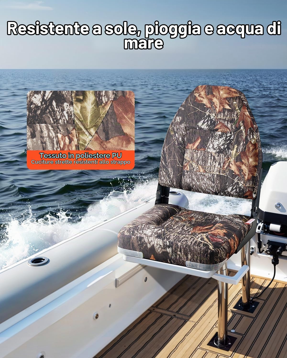 VEVOR Sedia per Barca con Schienale Alto Pieghevole Sedile per Barca da Pesca con Cuscino in Spugna Pelle PU Cerniere in Lega di Alluminio per Barche Yacht Navi, Sedile 2 Pezzi per Barche Pesca