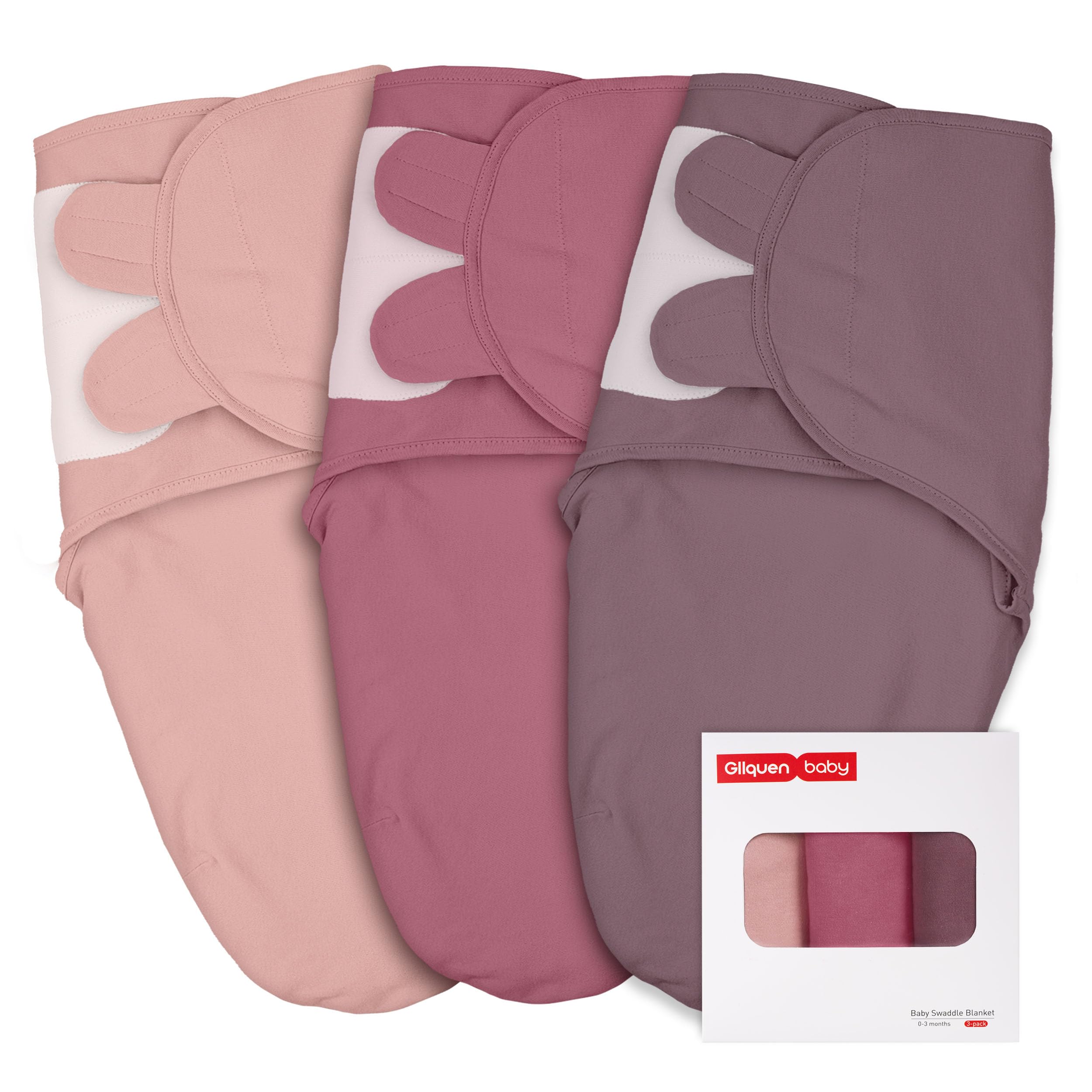 GLLQUEN 3 Pack Baby Swaddle Wraps 0-3 Months Organic Cotton OEKO-TEX