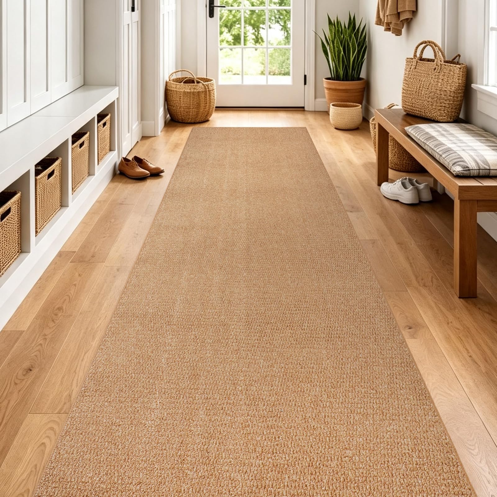 Ultra Thin Dirt Trapper Door Mat Indoor,Non-Slip 36" x 60" Porte and Hall Mat, Low Profile Front Indoor Mats for Dogs Paws, Large Absorbent Back Door Mats,Machine Washable Entryway Rugs, Camel Natural — Amazon image 9