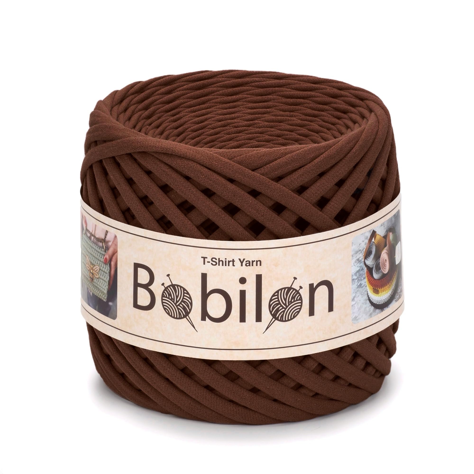 Bobilon 5-7 mm T-Shirt Yarn - Cotton for Bags & Baskets - Sweet Brownie